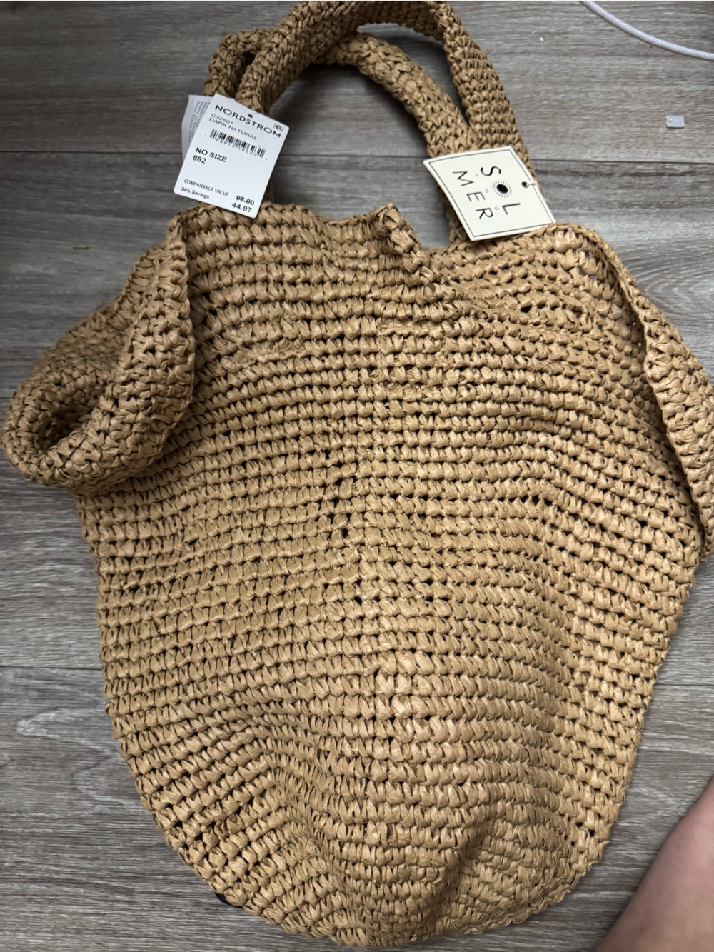 New with tag sol and mer Woven Straw Tote Bag in Natural Tan - Picture 4 of 5
